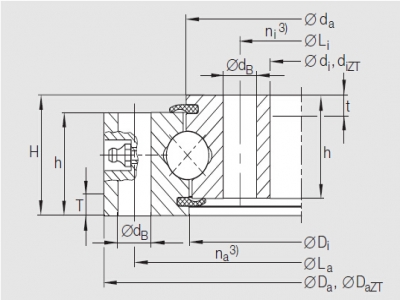 INA Series VU Four Point Contact Bearings(Without Gear Teeth Type)